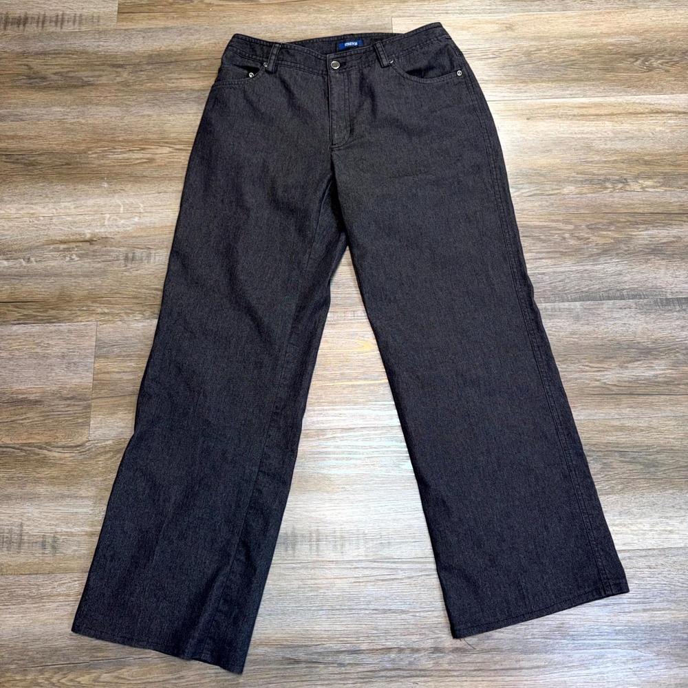 Evan-Picone Dark Charcoal Gray Stretch Pants Womens 6 Relaxed Wide-Leg Cut Fit